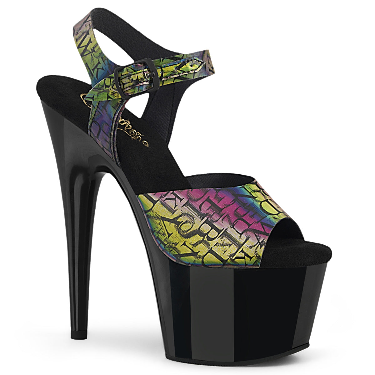 ADORE-708N-LTP Pleaser Green-Purple 7 Inch Stripper Platform Shoes Green-Purple TPU Blk