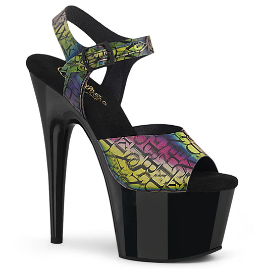 ADORE-708N-LTP Pleaser Green-Purple 7 Inch Stripper Platform Shoes Green-Purple TPU Blk