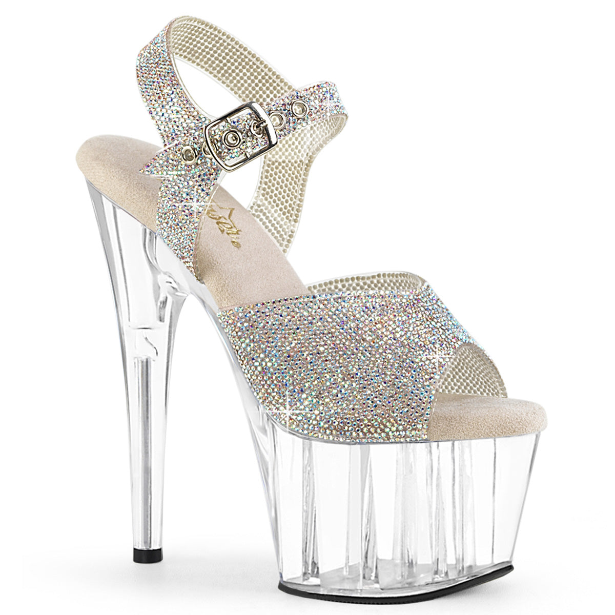 ADORE-708N-RS Pleaser Silver 7 Inch Pole Dancer Platform Shoes Slv AB RS-TPU Clr