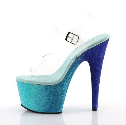 ADORE-708OMBRE Pleaser 7 Inch Aqua Blue Glitter Ombre Exotic Dancing Sandals