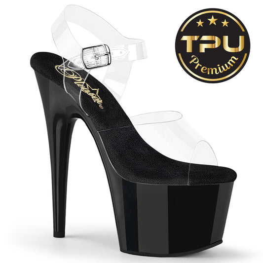 ADORE-708PREM Pleaser Clear Black 7 Inch Lap Dance Platform Shoes