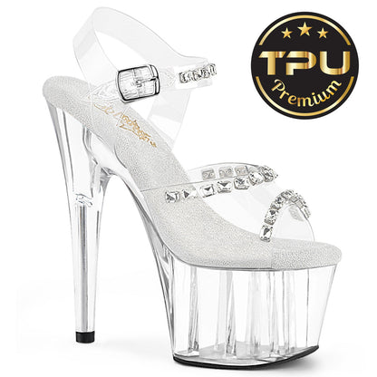 ADORE-708PREM-STN Pleaser Clear 7 Inch Pole Dancing Platform Shoes