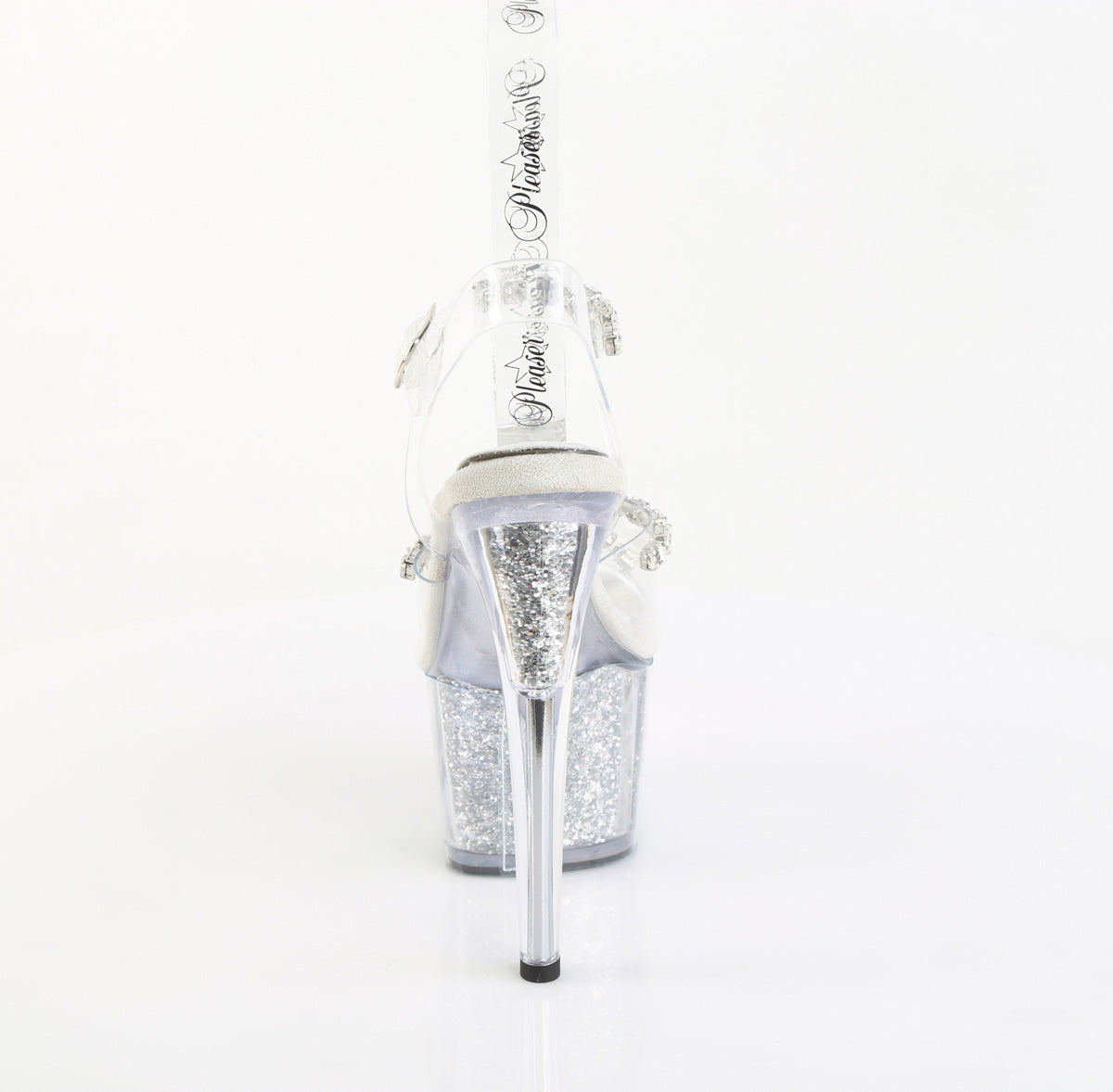 ADORE-708PREM-STNG Pleaser Clear Silver 7 Inch Pole Heels Platform Shoes