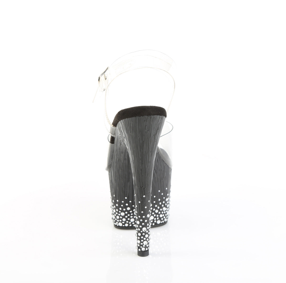 ADORE-708SPKL-01 Pleaser Clear Black 7 Inch Pole Dancing Platform Shoes