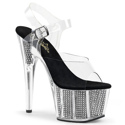 ADORE-708SRS Pleaser 7 Inch Black Bling Pole Dancing Heels