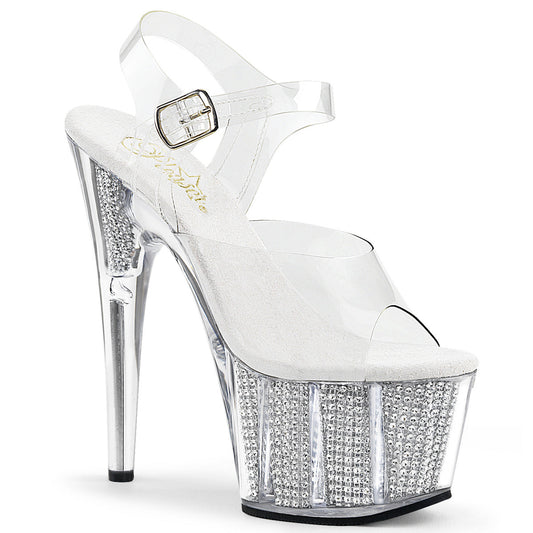 ADORE-708SRS Pleaser Transparent Bling 7 Inch Stripper Platform Shoes