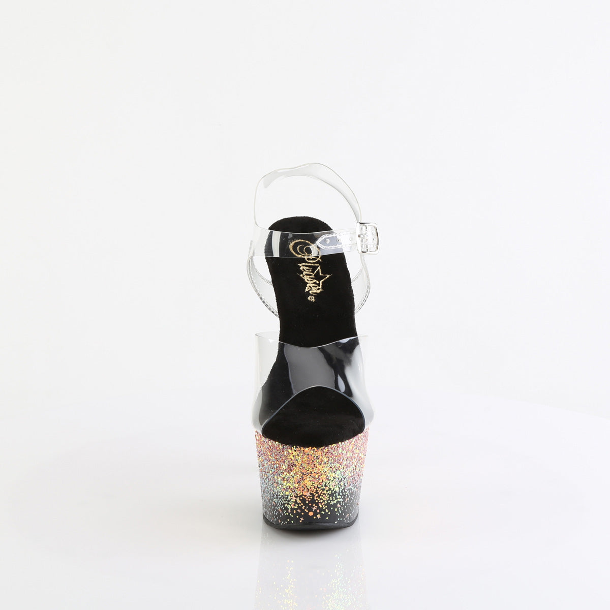 ADORE-708SS Pleaser Clear Black 7 Inch Pole Dancer Platform Shoes