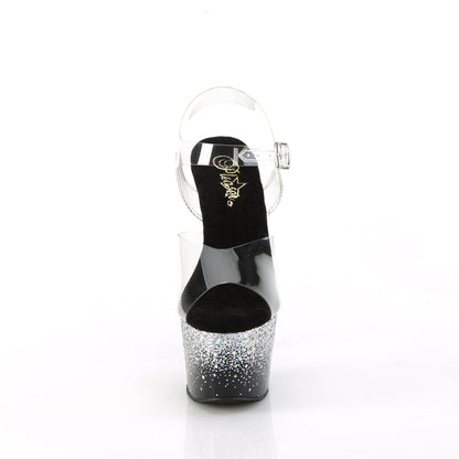 ADORE-708SS Pleaser Silver Multi Glitter 7 Inch Glamour Platform Shoes