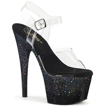 ADORE-708SS Pleaser Black Glitter 7 Inch Exotic Platform Shoes Clr Blk Multi Glitter