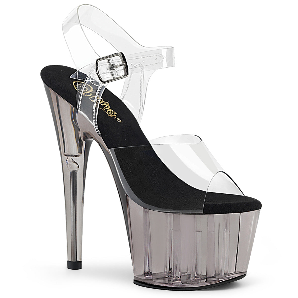 ADORE-708T Pleaser Clear Smoke 7 Inch Strippers Platform Shoes Clear Smoke Tinted