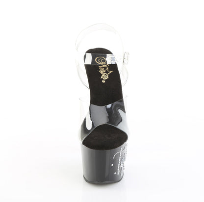 ADORE-708TIP-02 Pleaser Clear Black 7 Inch Pole Dancer Platform Shoes