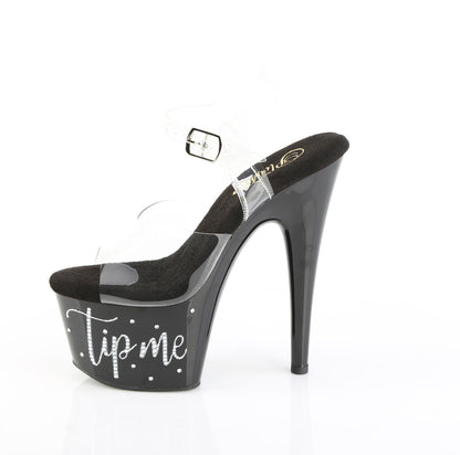 ADORE-708TIP-02 Pleaser Clear Black 7 Inch Pole Dancer Platform Shoes