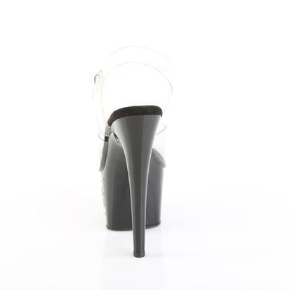 ADORE-708TIP-02 Pleaser Clear Black 7 Inch Pole Dancer Platform Shoes