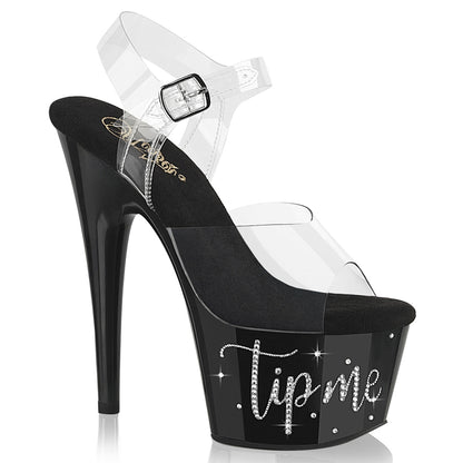 ADORE-708TIP-02 Pleaser Clear Black 7 Inch Pole Dancer Platform Shoes