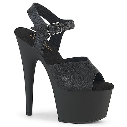 Pleaser ADORE-708UL Black / Black Matte Platform Sandals - 7 Inch Heels