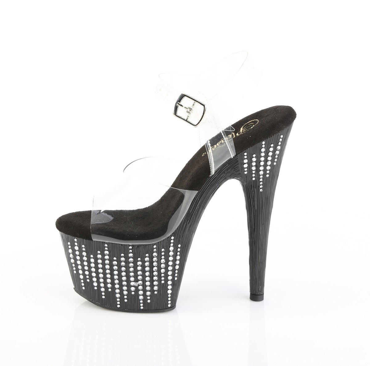 ADORE-708WFRS Pleaser Clear Black 7 Inch Pole Heels Platform Shoes