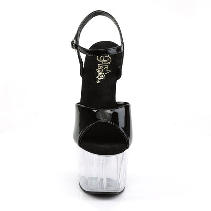 Pleaser ADORE-709 Black / Clear Platform Sandals - 7 Inch Heels