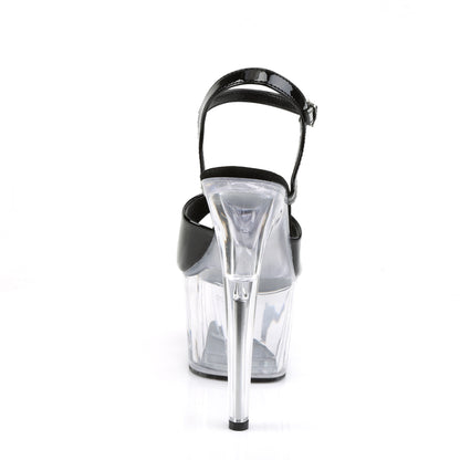 Pleaser ADORE-709 Black / Clear Platform Sandals - 7 Inch Heels