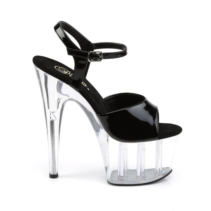 Pleaser ADORE-709 Black / Clear Platform Sandals - 7 Inch Heels