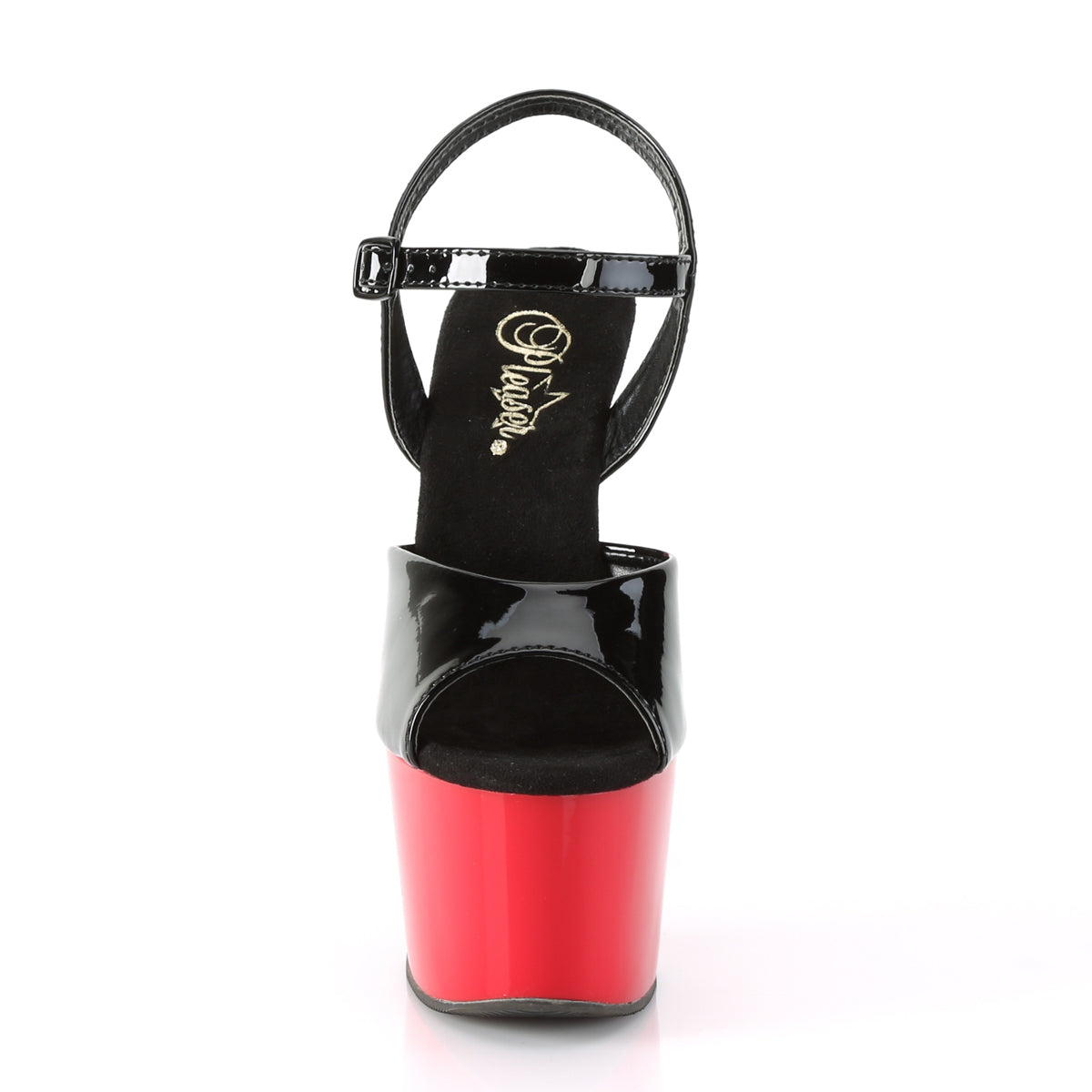 Pleaser ADORE-709 Black / Red Platform Sandals - 7 Inch Heels