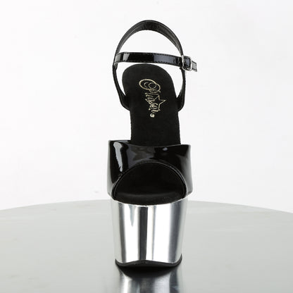ADORE-709 Pleaser Black Silver 7 Inch Exotic Dance Platform Shoes
