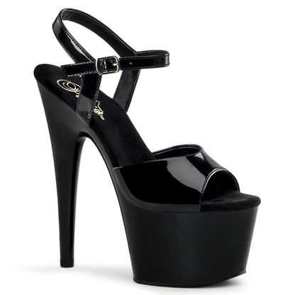 Pleaser ADORE-709 Black Platform Sandals - 7 Inch Heels