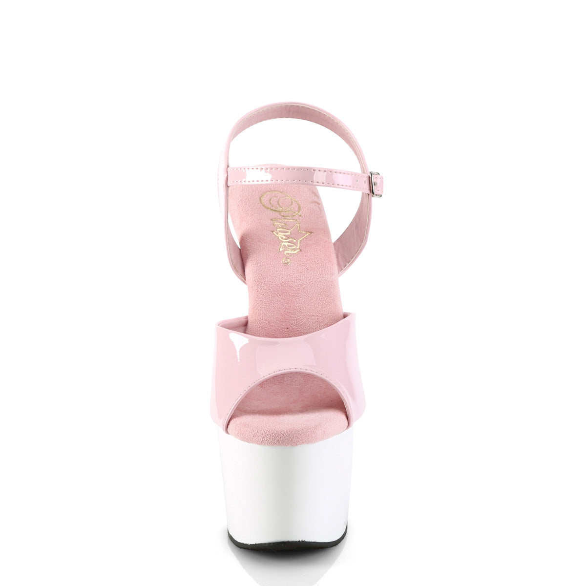 Pleaser ADORE-709 Baby Pink / White Platform Sandals - 7 Inch Heels