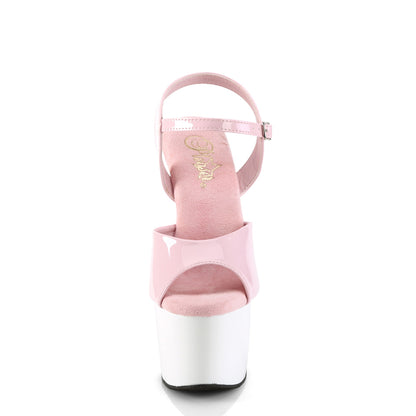 Pleaser ADORE-709 Baby Pink / White Platform Sandals - 7 Inch Heels