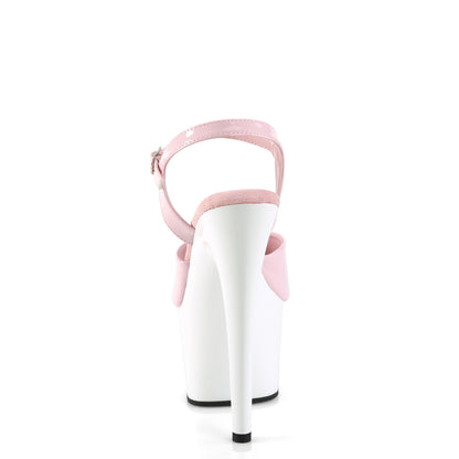 Pleaser ADORE-709 Baby Pink / White Platform Sandals - 7 Inch Heels