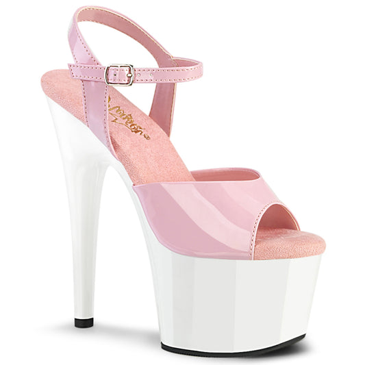 Pleaser ADORE-709 Baby Pink / White Platform Sandals - 7 Inch Heels