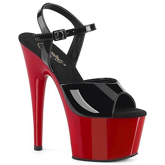 Pleaser ADORE-709 Black / Red Platform Sandals - 7 Inch Heels