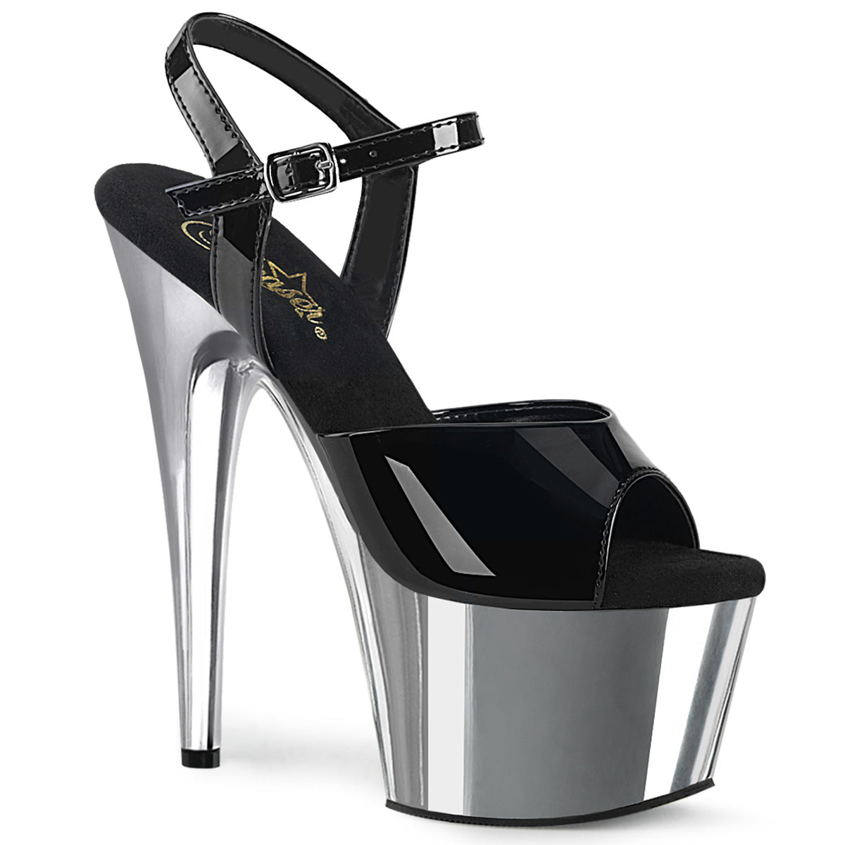 ADORE-709 Pleaser Black Silver 7 Inch Exotic Dance Platform Shoes