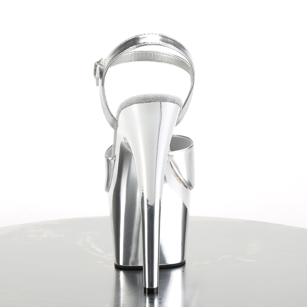ADORE-709 Pleasers 7 Inch Heel Silver Stripper Platforms High Heels