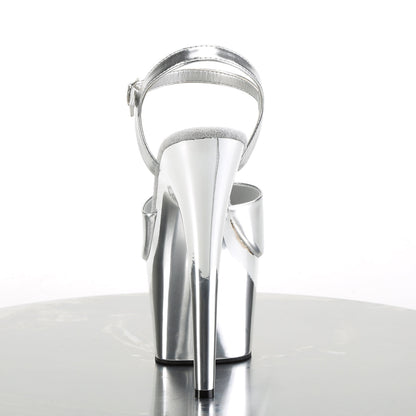 ADORE-709 Pleasers 7 Inch Heel Silver Stripper Platforms High Heels
