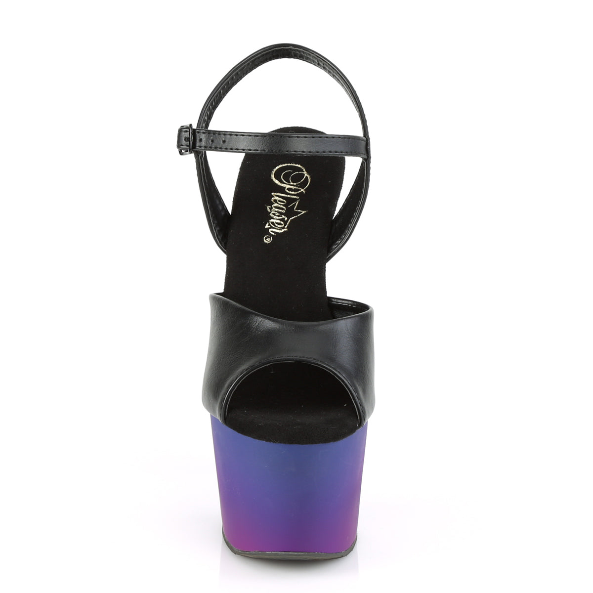 adore 709bp pleaser platforms exotic dancing sexy black faux leather blue purple ombre fetish footwear