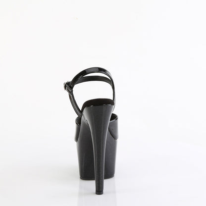 ADORE-709GP Pleaser Black Glitter 7 Inch Sexy Pole Dancing Heels