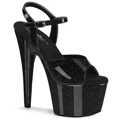 ADORE-709GP Pleaser Black Glitter 7 Inch Sexy Pole Dancing Heels Blk Glitter Pat M