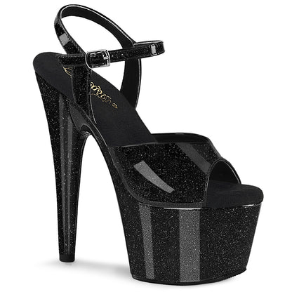 ADORE-709GP Pleaser Black Glitter 7 Inch Sexy Pole Dancing Heels