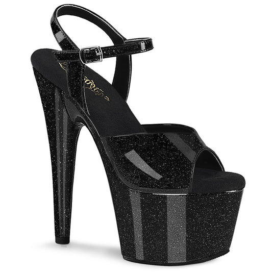 ADORE-709GP Pleaser Black Glitter 7 Inch Sexy Pole Dancing Heels