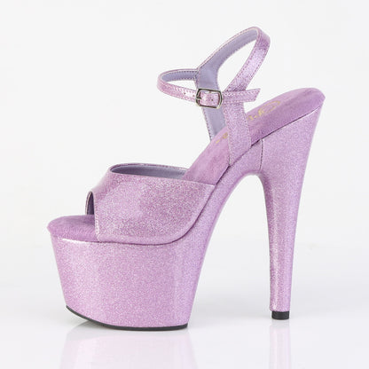 Pleaser ADORE-709GP Lilac Glitter Platform Sandals - 7 Inch Heels