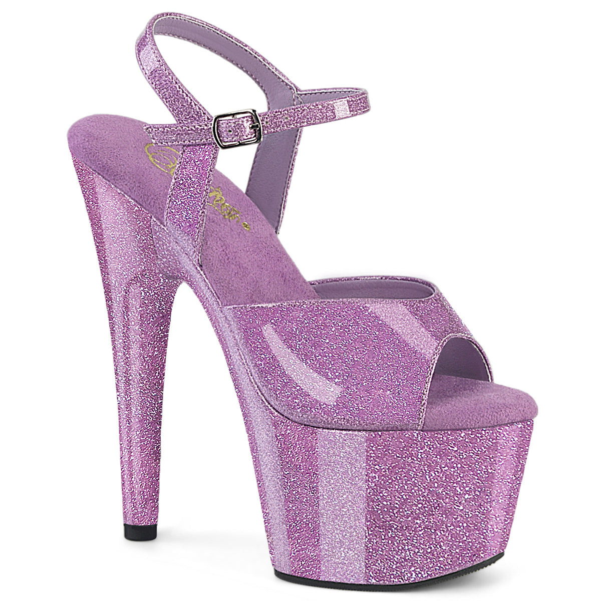 Pleaser ADORE-709GP Lilac Glitter Platform Sandals - 7 Inch Heels