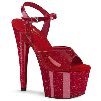 ADORE-709GP Pleaser Red Glitter 7 Inch Sexy Pole Dancing Heels Ruby Red Glitter Pat M