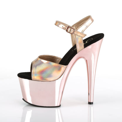 ADORE-709HGCH Pleaser 7" Heel Rose Gold Holo Pole Dancing Heels