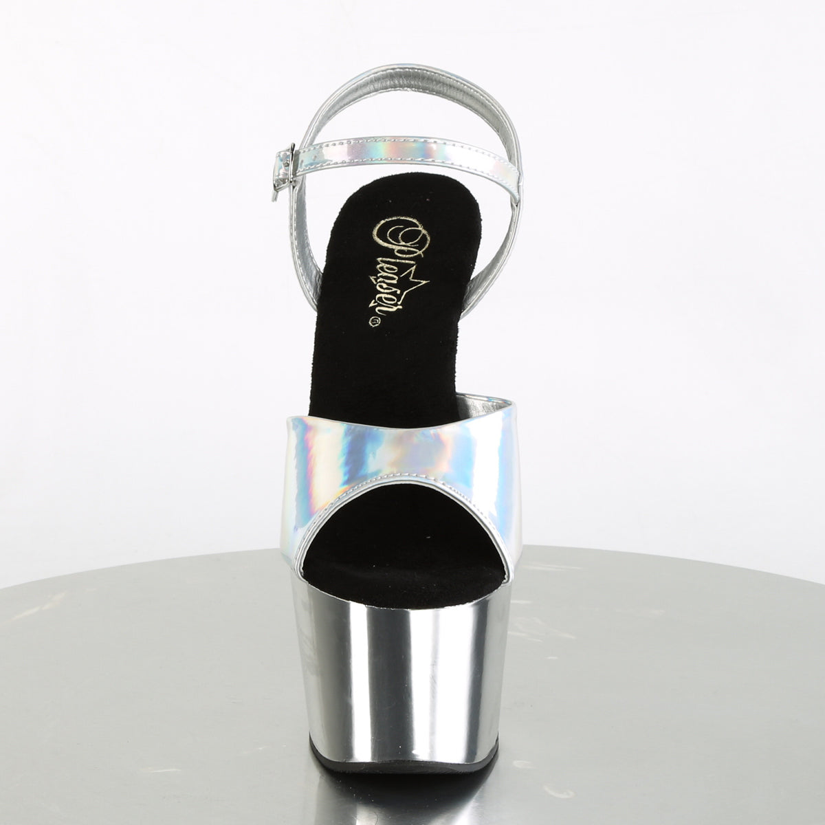 adore 709hgch pleaser sexy shoes 7 inch chrome stiletto heel ankle strap platforms sandals