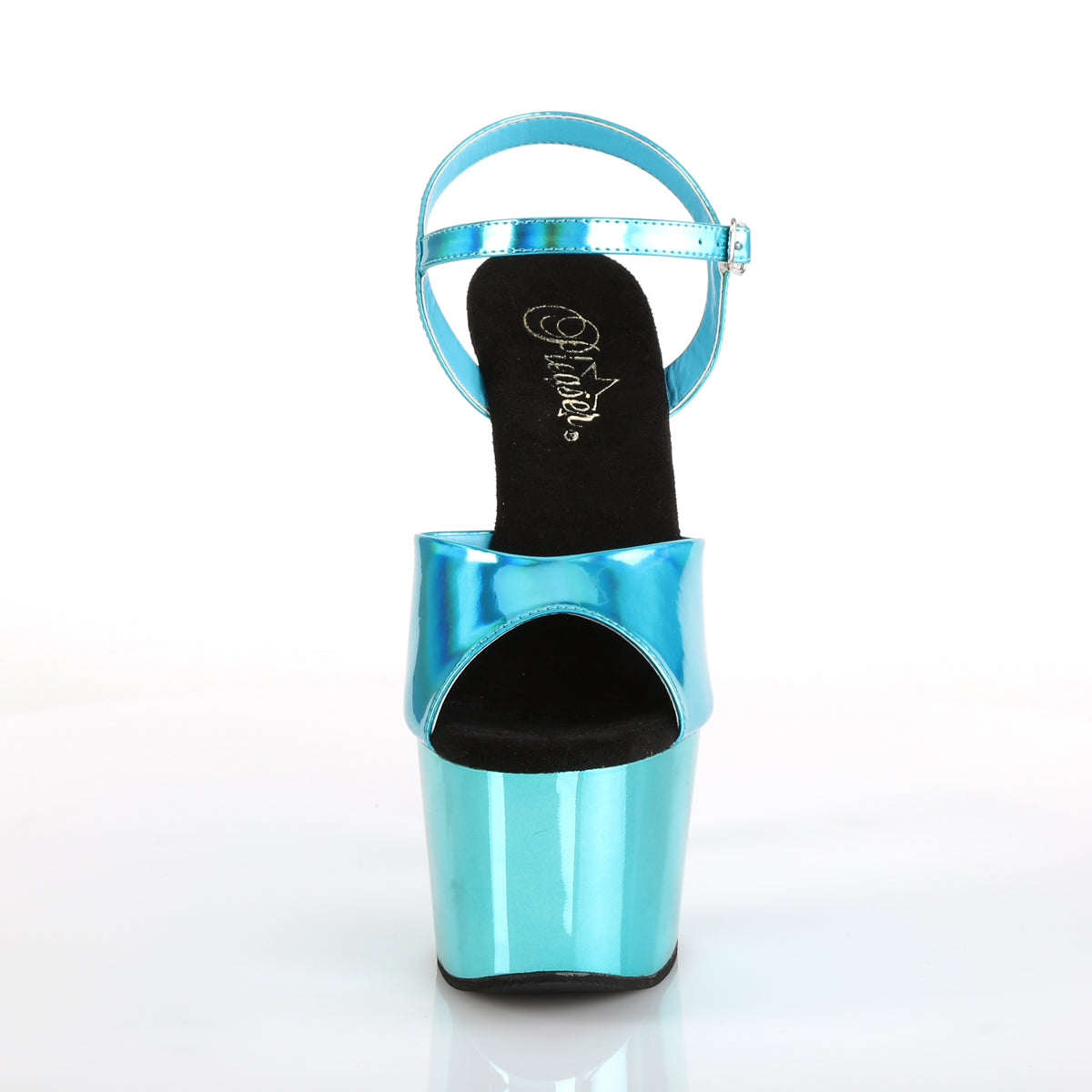 adore 709hgch pleaser sexy shoes 7 inch chrome stiletto heel ankle strap platforms sandals turquoise heels