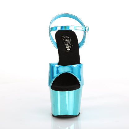 adore 709hgch pleaser sexy shoes 7 inch chrome stiletto heel ankle strap platforms sandals turquoise heels