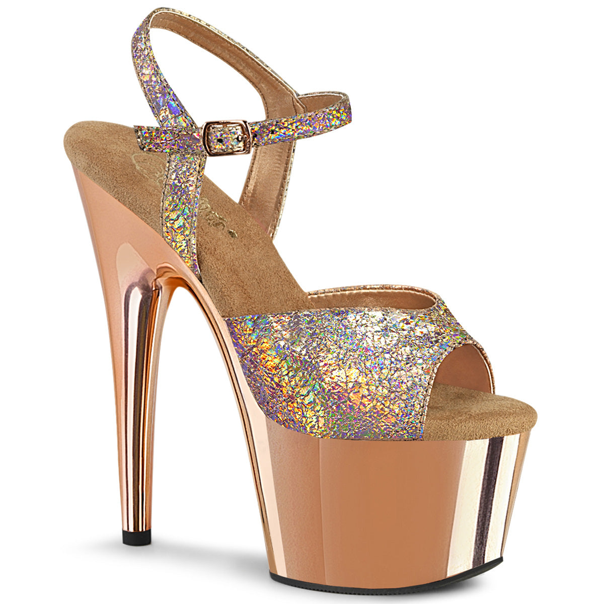 ADORE-709HM Pleaser Rose Gold 7 Inch Fetish Pole Dancing Heels