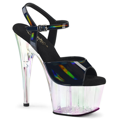 ADORE-709HT Pleaser Black 7 Inch Hot Pole Dancing Heels Blk Holo Holo Tinted