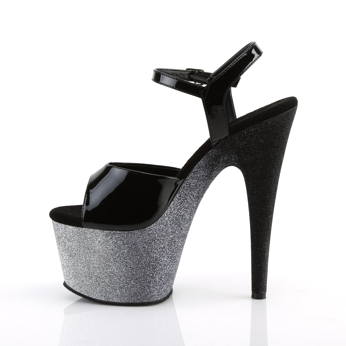 ADORE-709OMBRE 7" Heel Black Silver-Black Ombre Pole Sandals-Pleaser- Sexy Shoes Pole Dance Heels