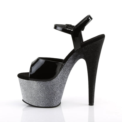 ADORE-709OMBRE 7" Heel Black Silver-Black Ombre Pole Sandals-Pleaser- Sexy Shoes Pole Dance Heels